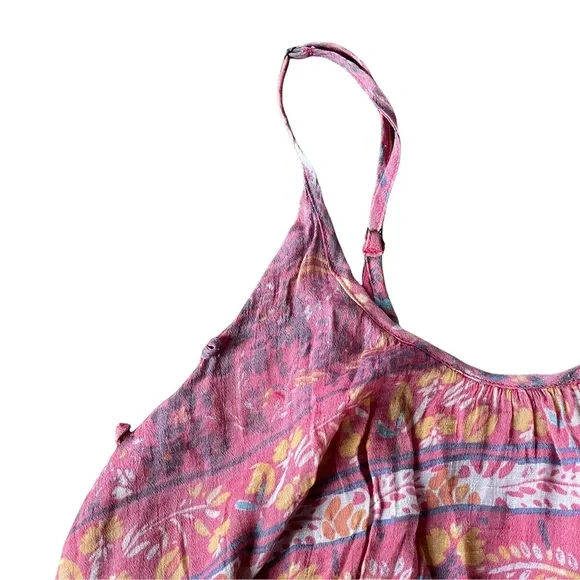 KIMCHI BLUE washed out look red & yellow floral/tribal strappy mini dress - Picture 4 of 15